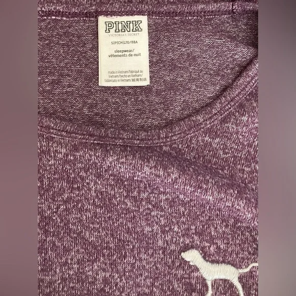 ✅SOLD-𝅺PINK Victorias Secret | Pajama Top Luscious Plum Silver Dog Logo Shirt - Picture 7 of 8